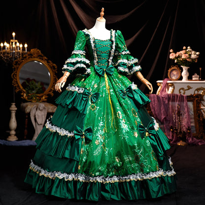Robe de bal Marie-Antoinette géorgienne en satin, robe de soirée victorienne pour femme