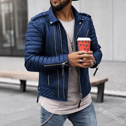 Nouvelles Vestes en cuir pour hommes Automne Hiver, Manteau en cuir matelassé de coton à fermeture éclair avec revers épaissi, Streetwear à la mode pour hommes