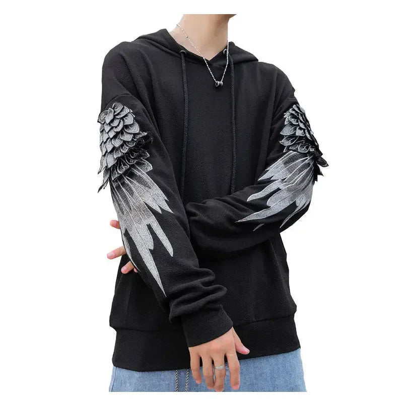 Hoodie brodé pour hommes, streetwear de luxe blanc sans marque, automne, pas cher, Emo, style Hip Hop