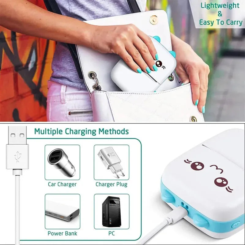 Mini Photo Pocket Printer Portable Ink-free Thermal 57mm Sticker Trans Paper Wireless BT 200dpi Android IOS Printing Machine