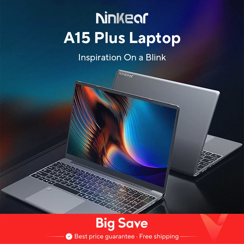 Ninkear A15 Plus Ordinateur portable 15,6 pouces FHD IPS 32 Go DDR4 1 To AMD Ryzen7 5825U PCIE Notebook Batterie longue durée 5000 mAh
