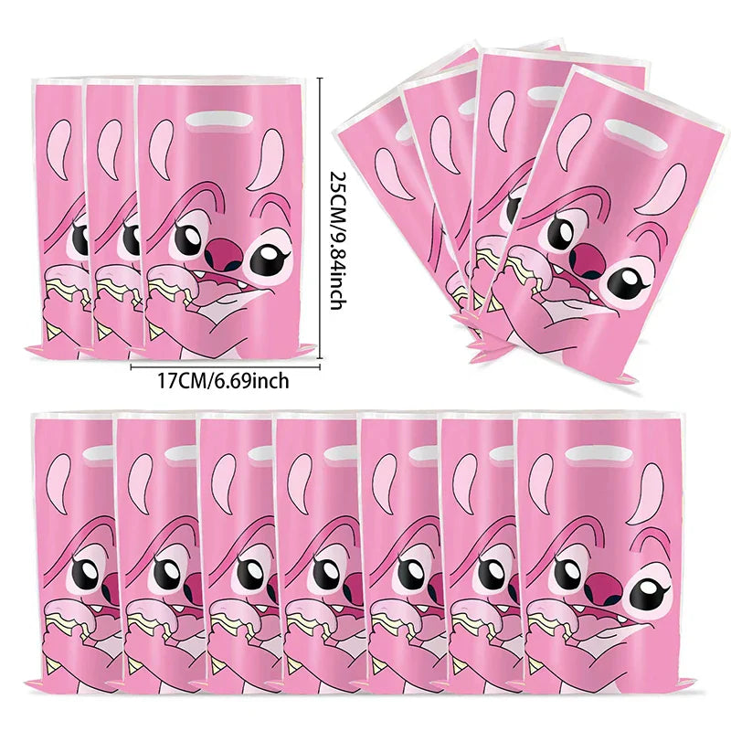 30 sacs cadeaux de fête Lilo & Stitch bleus et roses avec poignées, sacs de fête à thème Lilo & Stitch, pour fête prénatale, anniversaire d'enfants, décoration