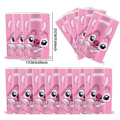 30 sacs cadeaux de fête Lilo & Stitch bleus et roses avec poignées, sacs de fête à thème Lilo & Stitch, pour fête prénatale, anniversaire d'enfants, décoration
