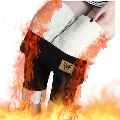 Leggings d'hiver doublés de velours pour femmes, pantalons chauds, taille haute, monochromatique, confortable, extensible, thermique, grande taille, sourire