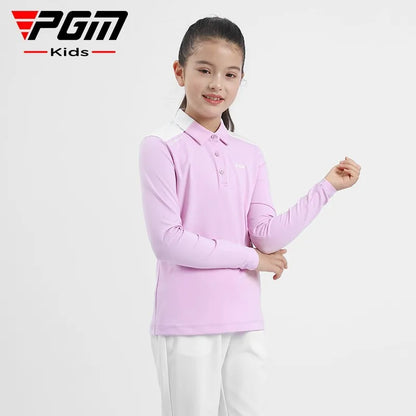 PGM Girls Golf T-shirts à manches longues Vêtements de golf pour enfants Tissu de sport confortable et doux pour la peau Vêtements pour enfants YF548