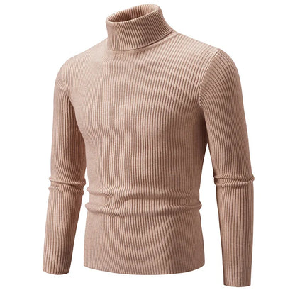 Hommes Pulls Gilets Cols Roulés Tricotés Manches Longues Couleur Unie Décontracté Coupe Slim Épais Épissure Automne Hiver