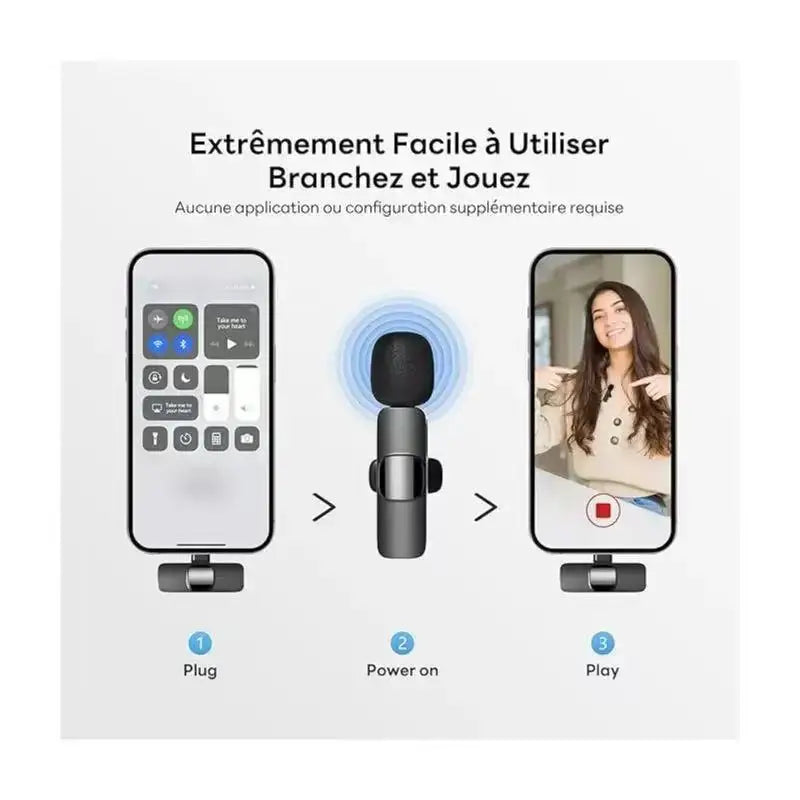 Wireless Lapel Microphone Suitable for Android and Iphone, Lapel Microphone Plug-And-Play Wireless Microphone with Noise Reduction, Mini Microphone for Video Recording, Interviews, Podcasts, Vlog, Youtube, Tiktok