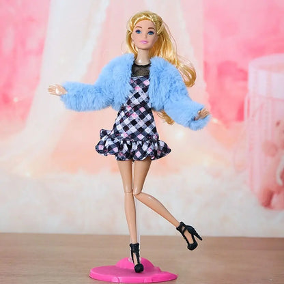 For 1/6 Doll Clothes 29~32cm Doll Plush Coat Skirt Doll Winter Dress Girl Coat Handmade Casual Wear Set Doll Accessories Gift