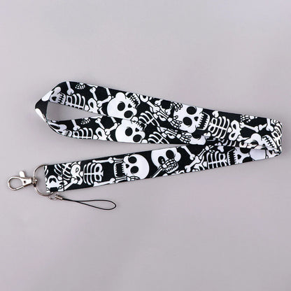 Skull Lanyard for Key ID Card Gym Phone Straps USB Badge Holder DIY Neck Strap Hang Rope Halloween Lanyard Phone Accessories