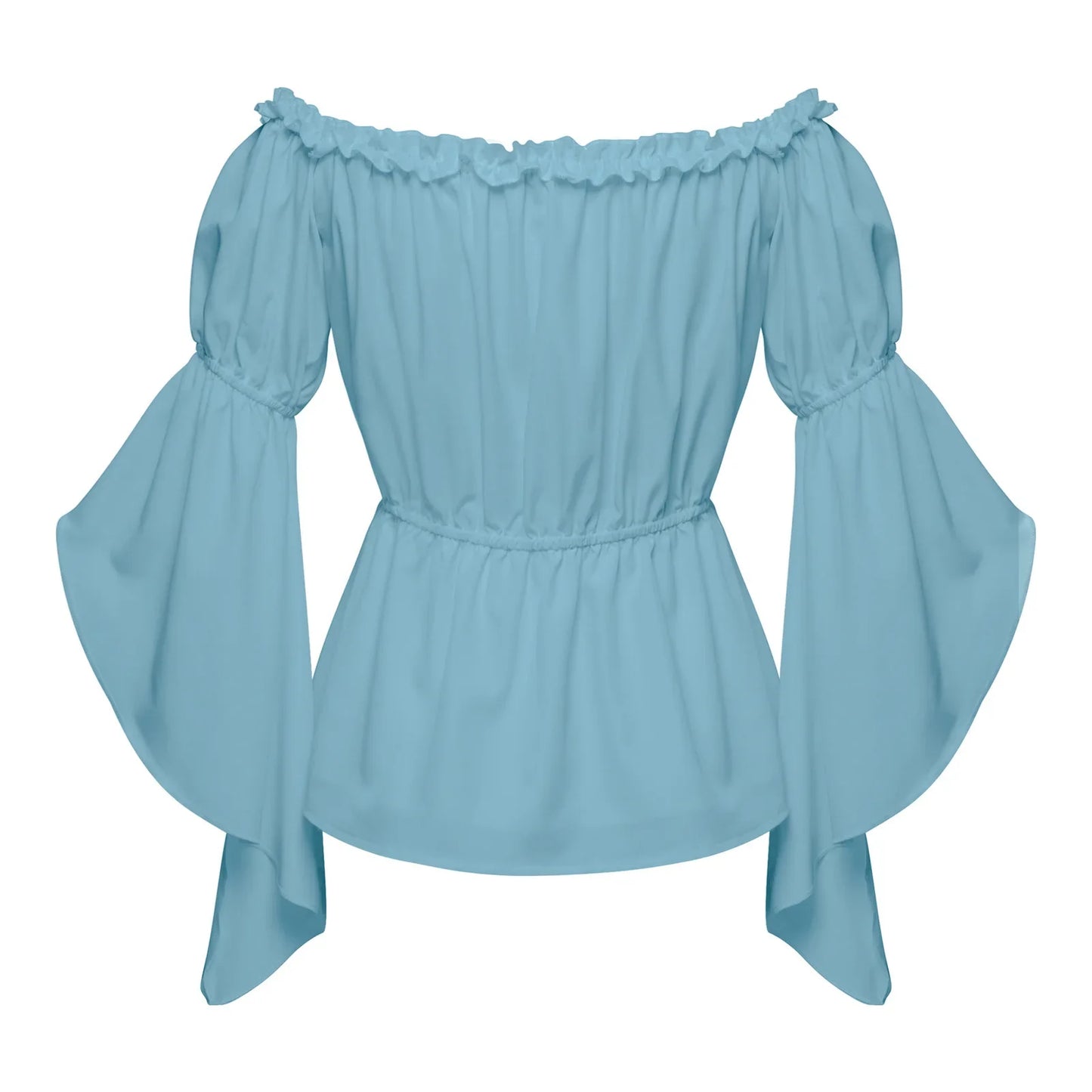 Women's Renaissance Ruffle Blouses, Ruched Sleeve Pleated Blouse, Off Shoulder Boat Neck Medieval Shirt, Victorian Shirt
