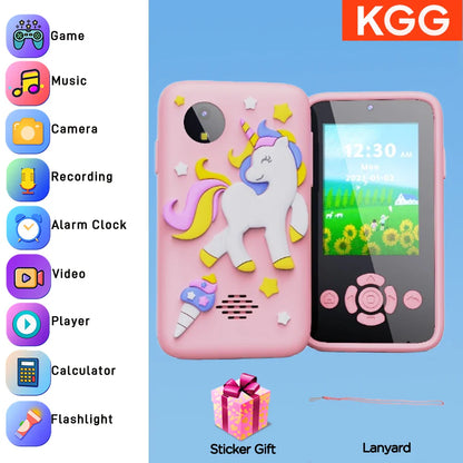 Téléphone intelligent pour enfants Filles Garçons Jouets Téléphone portable Double appareil photo Lecteur de musique 17 jeux Téléphone d'apprentissage pour tout-petits Cadeaux d'anniversaire