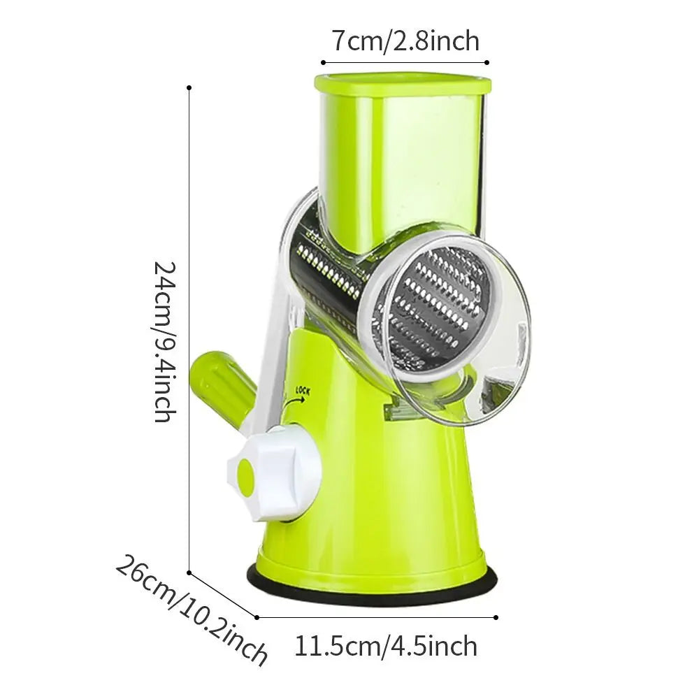 3 Sharp Drums Manual Rotary Vegetable Slicer Stainless Steel Efficient Cutting Vegetable Cutter with Handle Manual Rotary