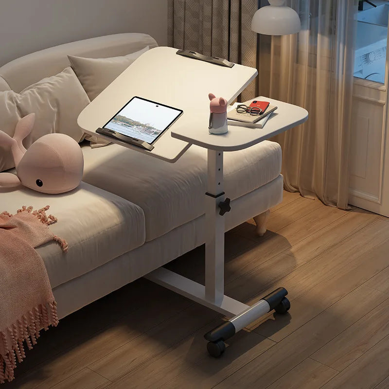 Table de lit inclinable avec roulettes, bureau de chevet réglable en hauteur, 2 ordinateurs de bureau inclinables, bureau sur pied pour ordinateur portable