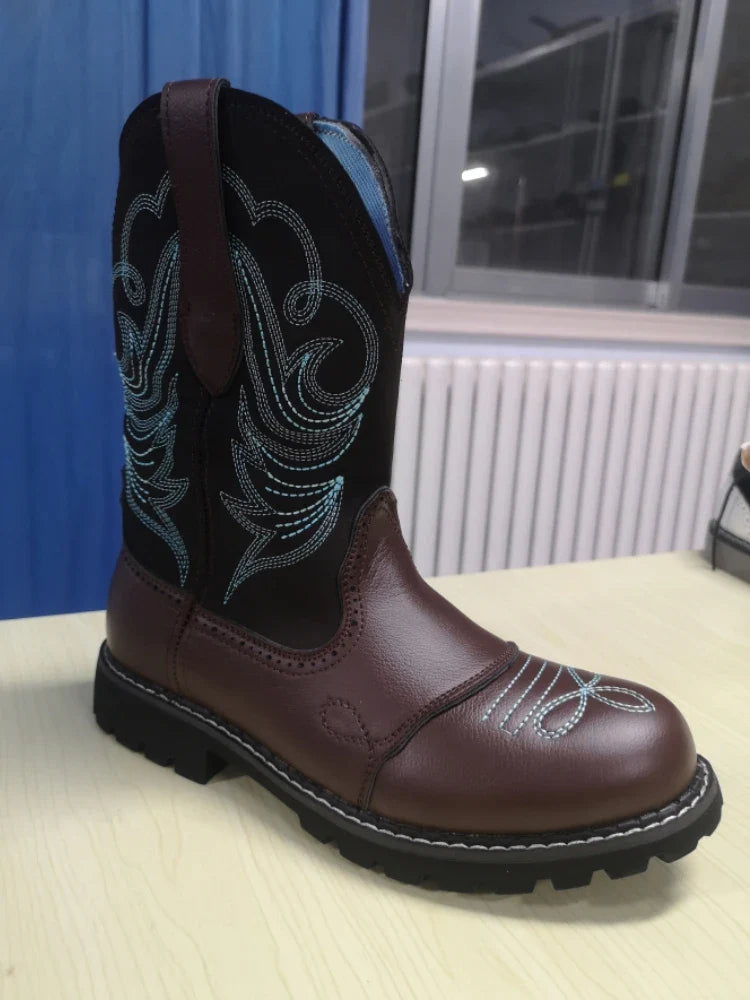 Embroidered Cowboy Boots For Men Women Pu Leather Boots Lightweight Comfortable Western Boots Zapatos De Hombre Size 35-42