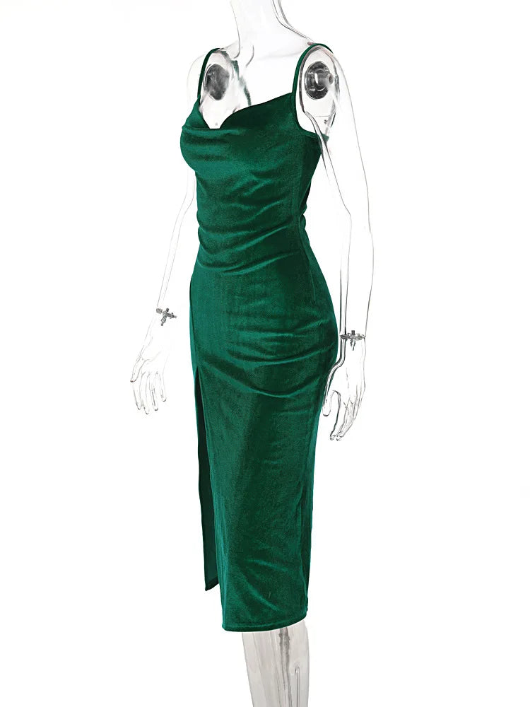 Ele Sexy Women's Spring 2024 Faionable Slim Fit Split Strapl Dr Polyester Fiber mid Waist Gown for Babies