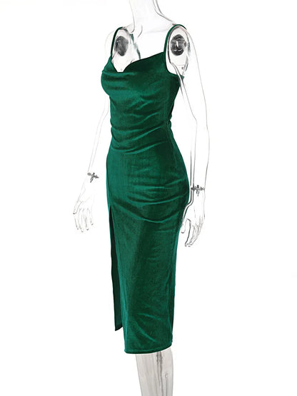 Ele Sexy Women's Spring 2024 Faionable Slim Fit Split Strapl Dr Polyester Fiber mid Waist Gown for Babies