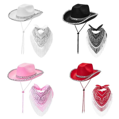 Ensemble chapeau écharpe Cowgirl 31BB, écharpe Cool pour Festival musique, fête costumée