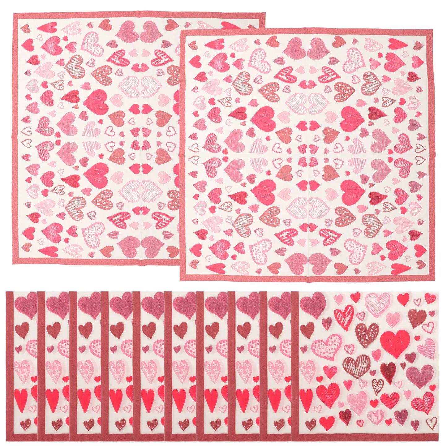 40 Serviettes en Papier Cœur Amour Élégantes Forme Carrée Parfaites pour les Couverts et la Mise en Place de la Table Serviettes de Table en Papier