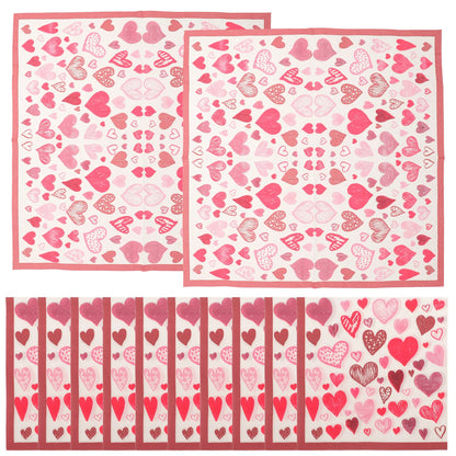 40 Serviettes en Papier Cœur Amour Élégantes Forme Carrée Parfaites pour les Couverts et la Mise en Place de la Table Serviettes de Table en Papier
