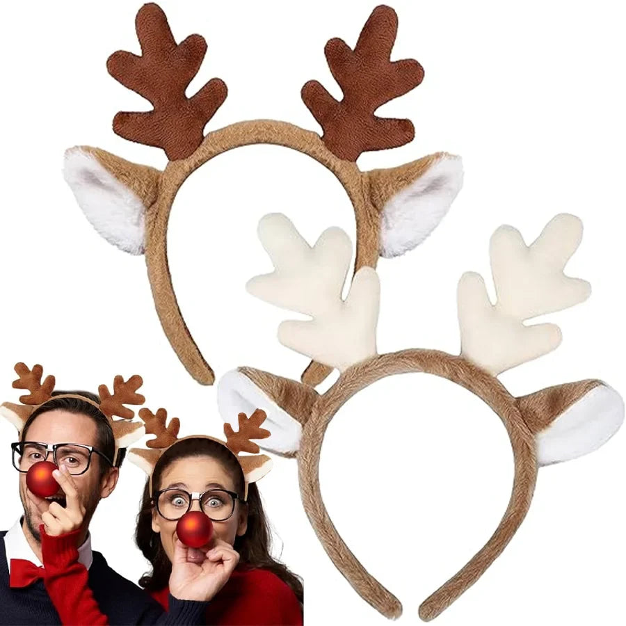 Bandeau en bois de cerf pour femmes adultes, oreilles mignonnes en cornes de renne pour costumes de noël, fournitures de Cosplay