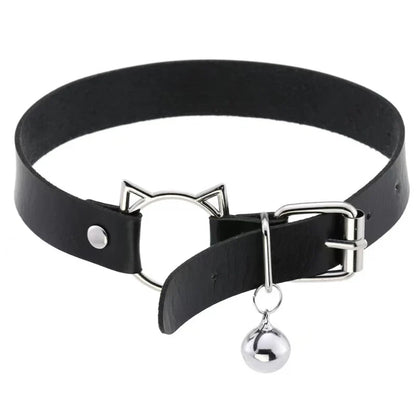 Collier gothique d'Halloween en cuir PU avec tête de chat, collier doux Y2k, cadeau de mode pour femme, cadeau de Noël pour la Saint-Valentin