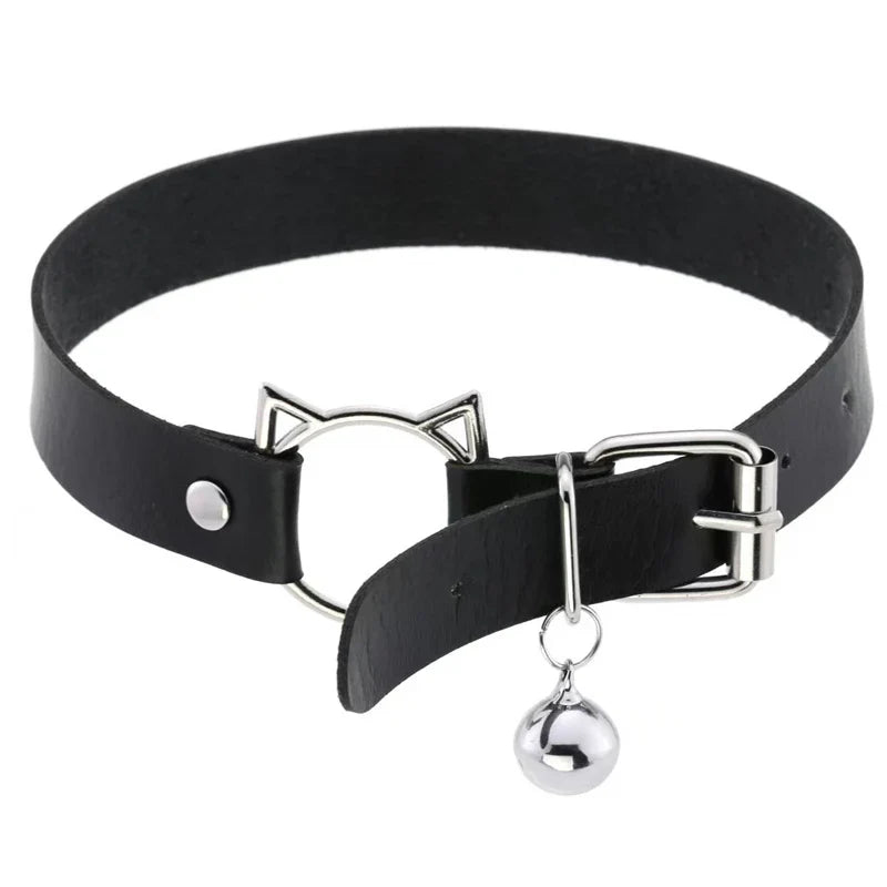 Collier gothique d'Halloween en cuir PU avec tête de chat, collier doux Y2k, cadeau de mode pour femme, cadeau de Noël pour la Saint-Valentin