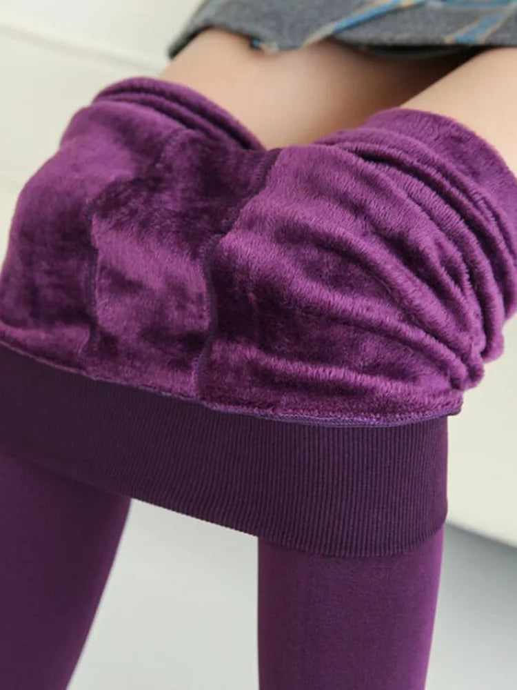 Leggings d'hiver tricot velours Legging décontracté nouveau haute élastique épaissir dame chaud noir pantalon pantalon slim pour femmes Leggings