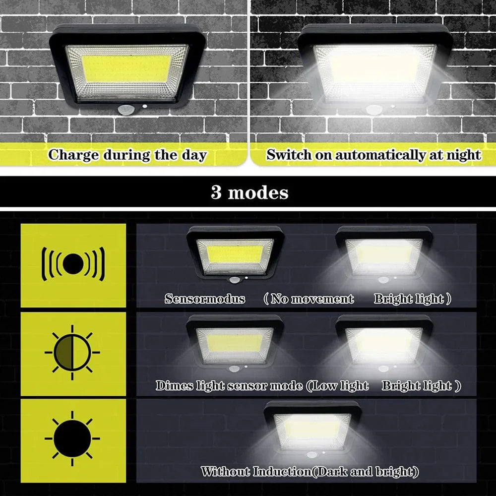 Applique Murale Solaire avec Capteur de Mouvement, Imperméable Conforme à la Norme IP65, Éclairage d'Extérieur à T-shirts d'Massage, Idéal pour un Jardin, une Cour, une Rue ou un Porche