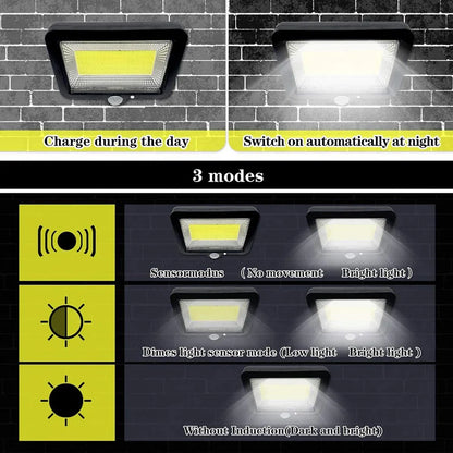 Applique Murale Solaire avec Capteur de Mouvement, Imperméable Conforme à la Norme IP65, Éclairage d'Extérieur à T-shirts d'Massage, Idéal pour un Jardin, une Cour, une Rue ou un Porche