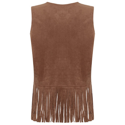 Costume de Cosplay Hippie pour femmes, Cowgirl occidentale, Vintage, débardeur à franges ajourées, gilet à franges, gilet Disco des années 70 en Faux daim