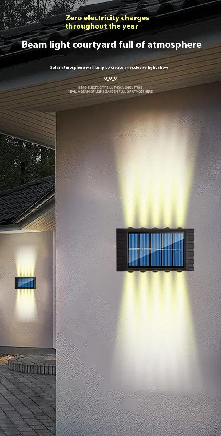 4/6/8/10LED s lampe murale solaire cour rue décor lumière extérieure étanche haut et bas éclairage lumineux jardin paysage lampe