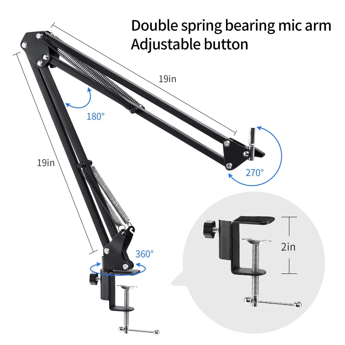 Professional Studio Microphone Live Broadcast Singing Recording Microphone Kits with Suspension Scissor Arm and Metal Shock Mount