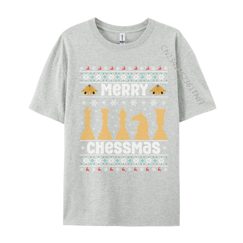 Merry Chessmas Ugly Chess Player Christmas T-Shirts Retro Boy Top T-Shirts Crewneck Combed Cotton Tops Shirt Tops & Tees Casual