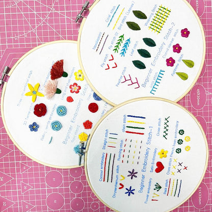 DIY Embroidery Stitchou Practice Kit Handmade Embroidery Starter for Beginner Hand Stitchou Embroidery Skill Techniques