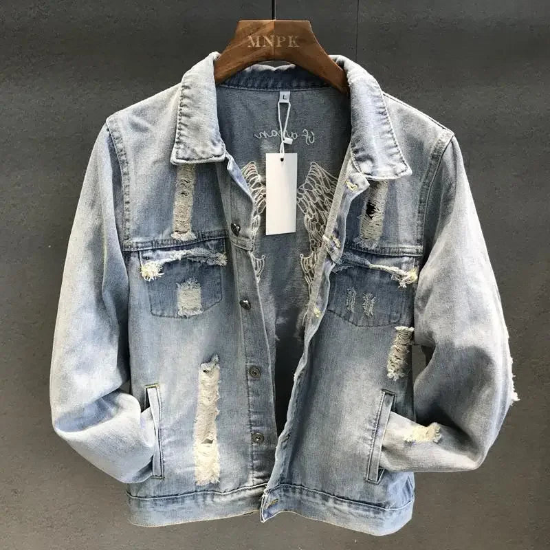 Manteau de cowboy pour hommes, vestes en jean amples et déchirées pour hommes, vêtements d'automne en tissu, livraison rapide, nouveau produit élégant à prix abordable