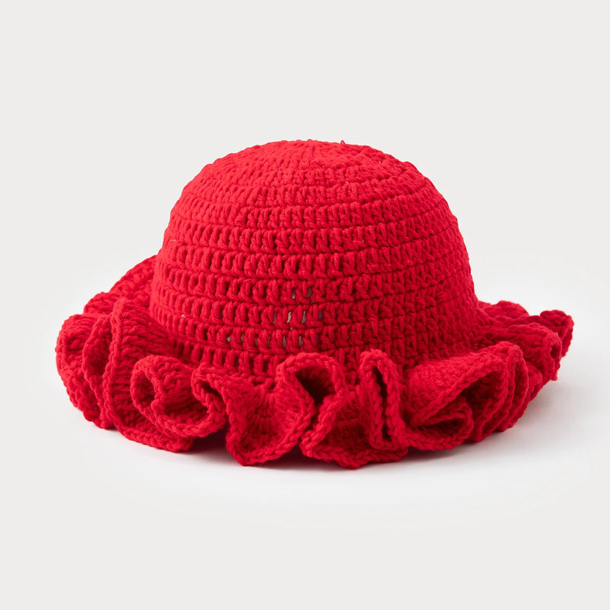 Chapeau seau à volants en Crochet coloré, chaud et extensible, en tricot, pour célébration du nouvel an, mode femme, bonnet fait à la main, outil tentacule