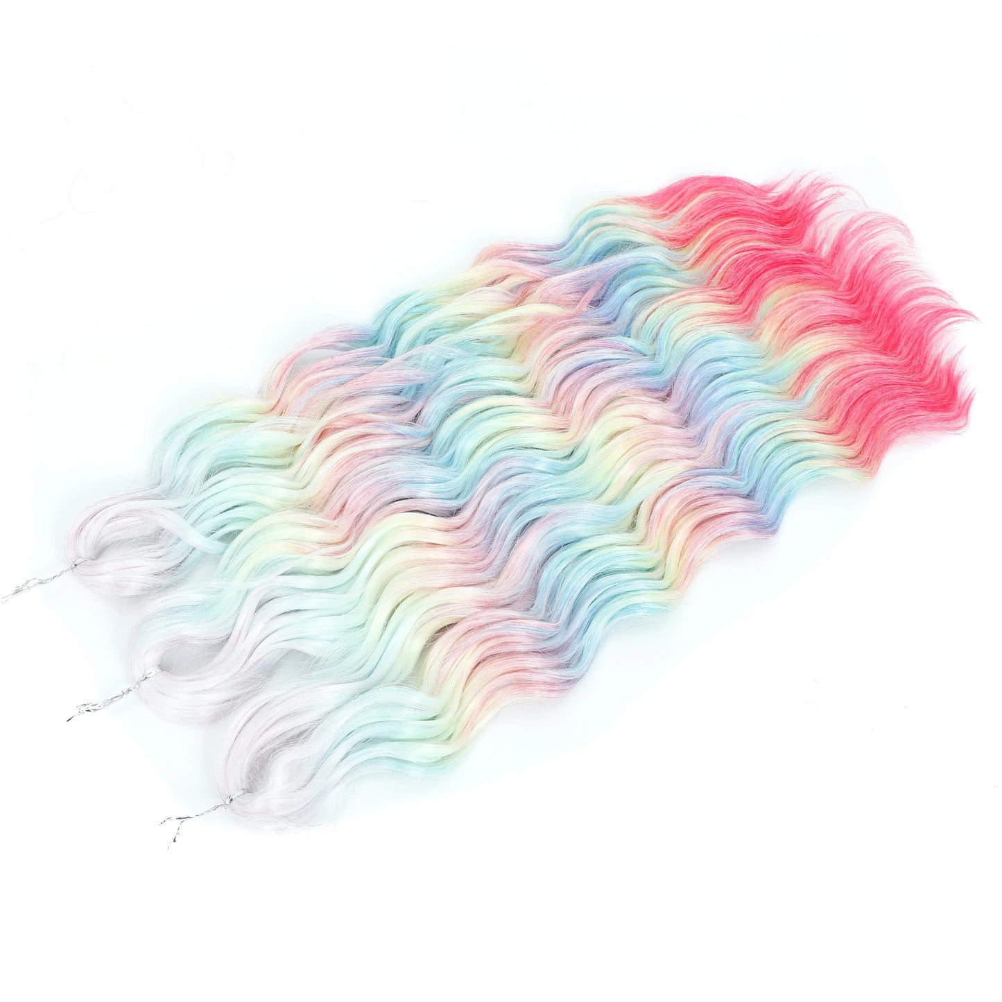 24Inch Crochet Hair Synthetic Braiding Hair Extensions Water Wave Ombre Rainbow color Fake Hair ANNA Deep Wave Curly Hair