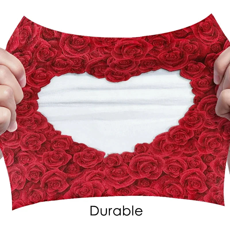 Serviettes imprimées colorées en forme de cœur de Rose pour la saint-valentin, papier de soie pour fête de fiançailles, qualité alimentaire, 2 plis, non parfumé