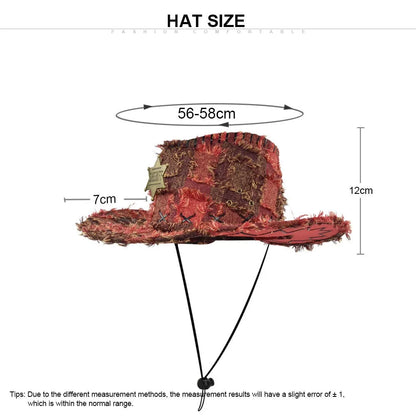 Chapeaux de Cowboy occidentaux rétro SHERIFF, sangle de menton réglable, Protection solaire, voyage, Vintage, plein air, tendance, Streetwear