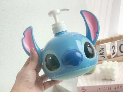 Stitch Sitting Position Lotion Bottle Refillable Pump Container for Shampoo Body Wash Cute Cartoon Travel Dispenser Bathroom Use