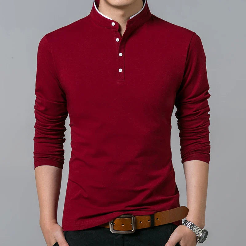 Polo à manches longues pour hommes, style décontracté et chic, idéal pour l'été, confortable et respirant, parfait pour les occasions formelles.
