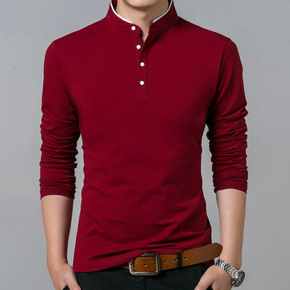 Polo à manches longues pour hommes, style décontracté et chic, idéal pour l'été, confortable et respirant, parfait pour les occasions formelles.