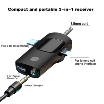 Basix Microphone cravate sans fil professionnel 4 en 1 pour iPhone Android 3,5 mm pour enregistrement en direct, suppression du bruit, mini microphone