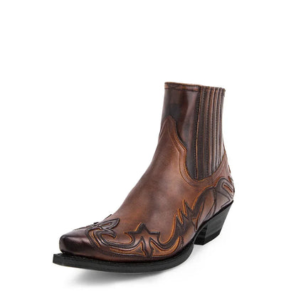 New Men's Boot Handmade Wedge Ankle Boots for Men Western Cowboy Boots Unisex Men's Leather Shoes Hard-Wearing