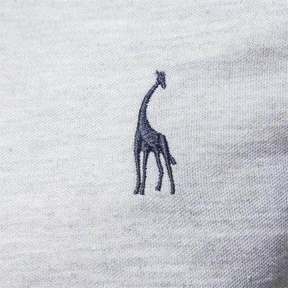 AIOPESON 2023 New Men's Deer Embroidery Polo Shirts Solid Color Long Sleeve Social Business Male