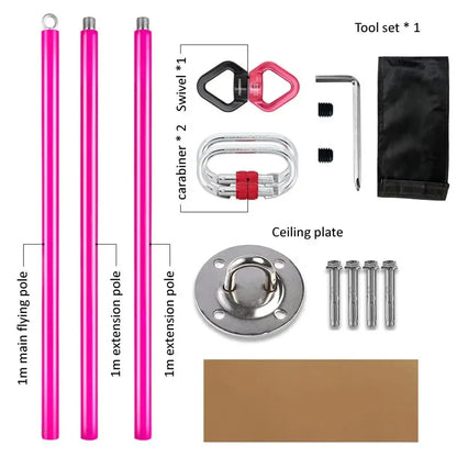 Poteau volant aérien de 3m, Suspension Portable, Tube de Fitness trapèze, poteau de danse rotatif en acier et Silicone, équipement de gymnastique pour la maison
