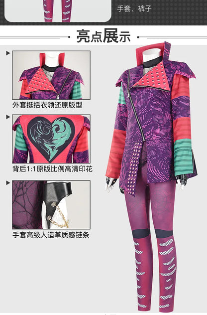 Movies Descendants 3 Evie Mal Cosplay Costume Mal Uniform Coat Vest Pants Gloves Women Adult Outfits Halloween Carnival Party
