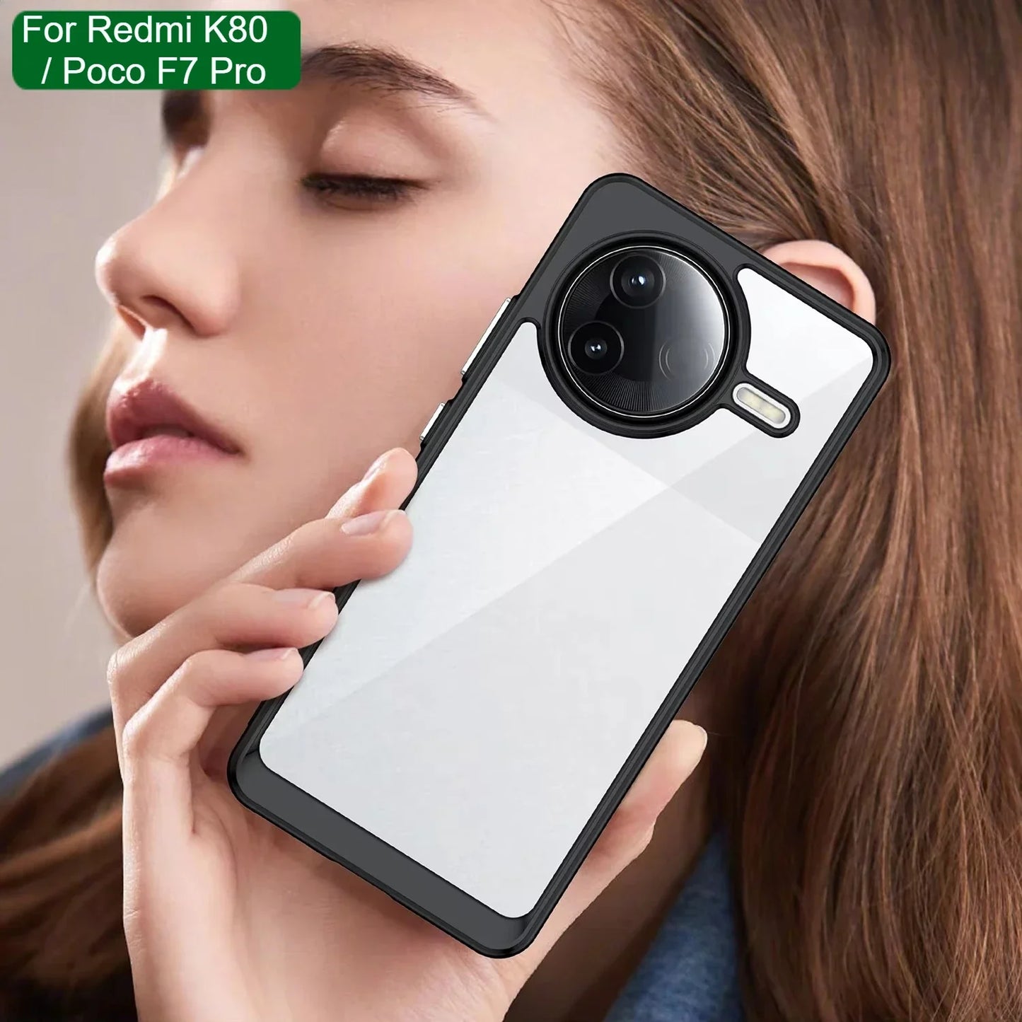 Soft border + hard Acrylic back Coque Fundas coverage Case For Xiaomi ( Redmi K80 / Poco F7 Pro ) Clear covers ????? Phone Cases
