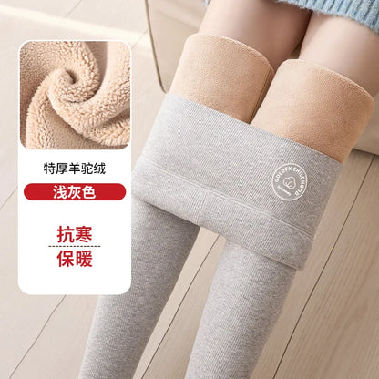 Women's Wool Leggings, Outer Wear, Fall Winter, Plus Size, Added Wool, Thick, Extra-Thick, Warm, Slimming, Cotton Thermal Pants