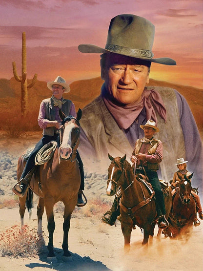 5D DIY Diamond Painting Cowboy John Wayne Full Round Diamond Mosaic Picture of Rhinestones Diamond Embroidery Home Decoration